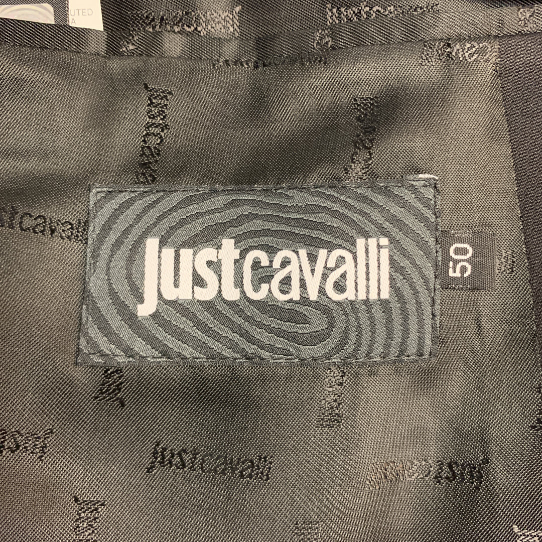 JUST CAVALLI Size 40 Black Double Breasted Notch Lapel Sport Coat