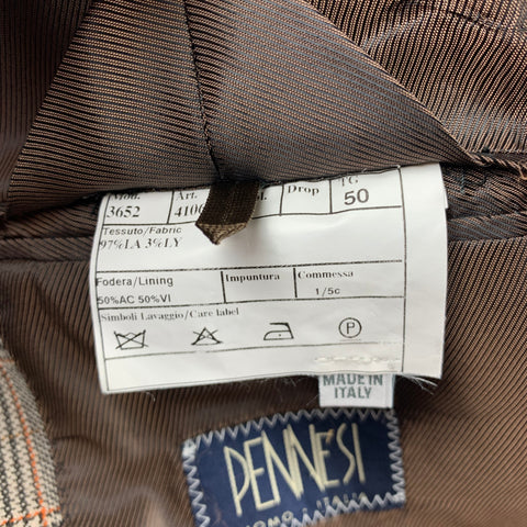 PENNESI 40 Costume à revers en pointe en laine mélangée Glenplaid marron régulier