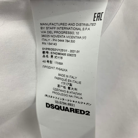 DSQUARED2 Size S White Cotton Hidden Placket Long Sleeve Shirt