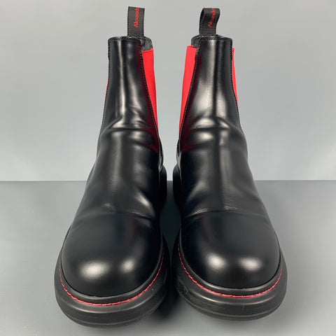 ALEXANDER MCQUEEN Size 10 Black Red Color Block Chelsea Boots