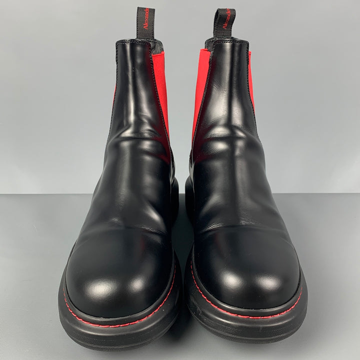 ALEXANDER MCQUEEN Taille 10 Bottines Chelsea Color Block Noir Rouge