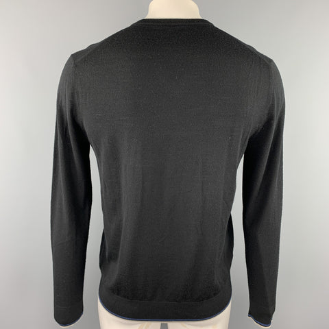 TSE Size L Black Wool V-Neck Pullover