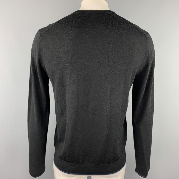 TSE Jersey de lana negro con cuello en V talla L