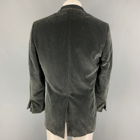 GUCCI Size 42 Grey Black Velvet Shawl Collar Sport Coat