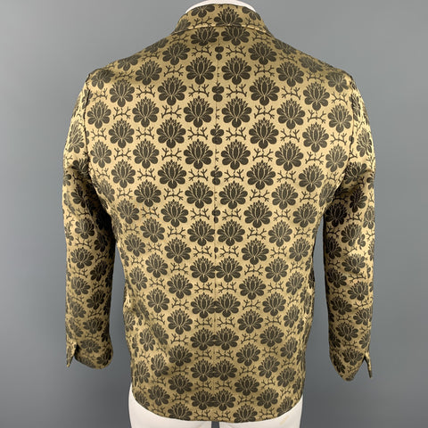SASQUATCHfabrix Size L Gold & Brown Floral Polyester / Cotton Sport Coat
