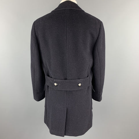 Vintage VERSACE CLASSIC Size 36 Navy Tweed Wool Blend Double Breasted Coat