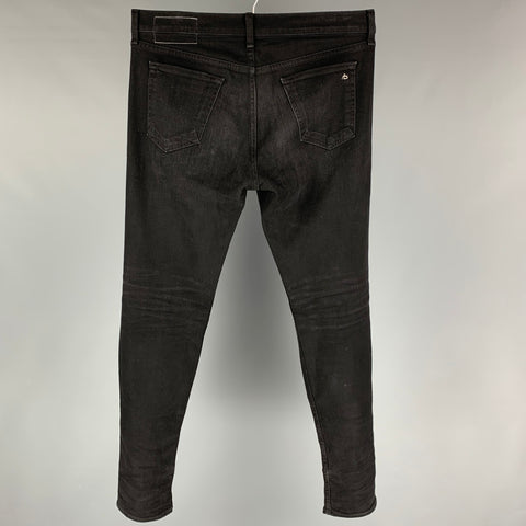 RAG &amp; BONE Taille 33 Jean slim en polyuréthane et coton vieilli noir avec braguette boutonnée