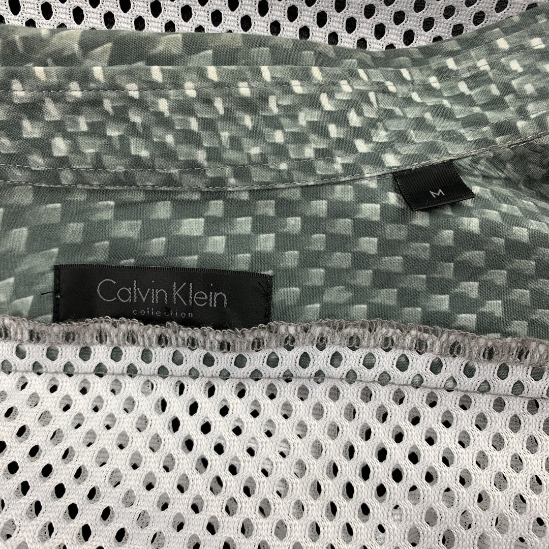 COLECCIÓN CALVIN KLEIN Talla M Camisa de manga larga con botones de algodón estampado gris