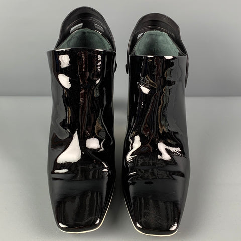 ALYX Size 10 Black Silver Patent Leather Ankle Boots