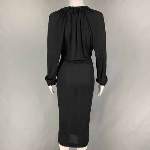 YVES SAINT LAURENT Size S Black Viscose Long Sleeve Cocktail Dress
