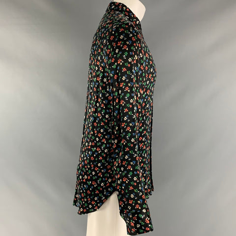 GARCONS INFIDELES Size S Black Multi-Color Floral Button Up Long Sleeve Shirt