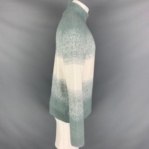 REISS Size S Green Cream Ombre Wool Blend 1/4 Zip Sweater