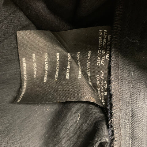 PRADA Size 4 Black Virgin Wool Pinstripe Straight Dress Pants