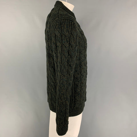 PRADA Size XL Green Olive Knitted Virgin Wool Sweater