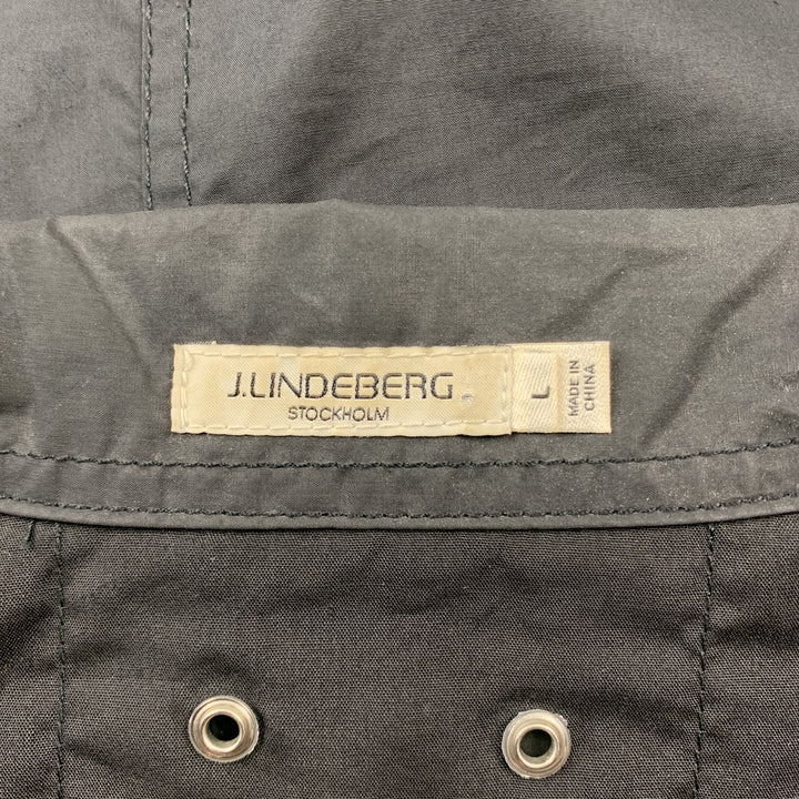 J. LINDEBERG Taille L Chemise sans manches en coton noir avec poche plaquée zippée