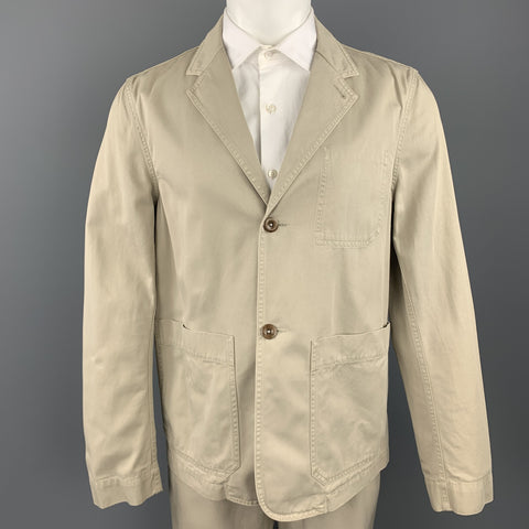 MARGARET HOWELL Size 40 Short Khaki Cotton Notch Lapel Suit