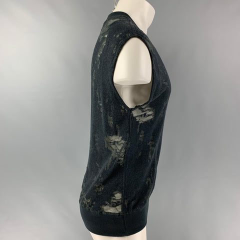 IRO Nuala Size S Slate Distressed Cotton Blend Sleeveless Pullover