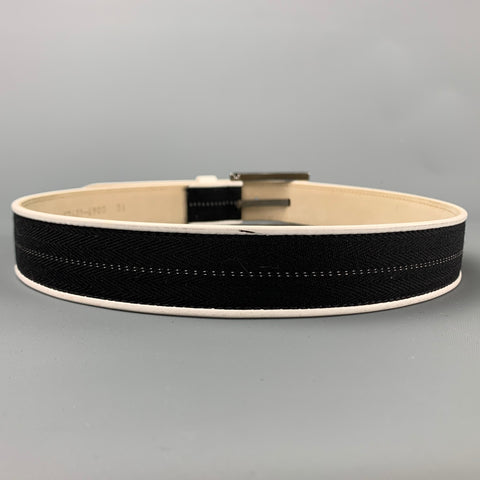 ESCADA Size 36 Black & White Stripe Ribbon Leather Belt