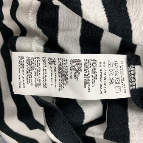YOHJI YAMAMOTO Size XL Black & White Stripe Cotton / Rayon Short Sleeve T-shirt