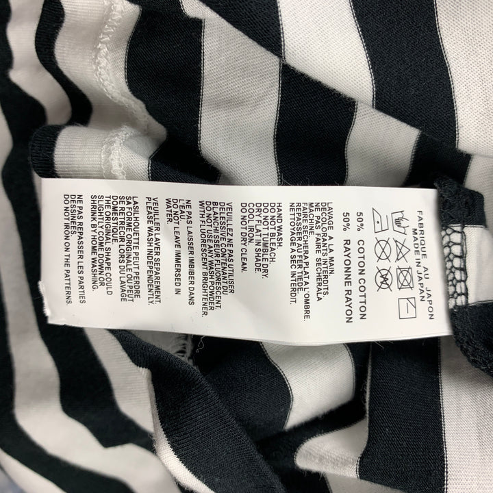 YOHJI YAMAMOTO Taille XL T-shirt à manches courtes en coton/rayonne à rayures noires et blanches