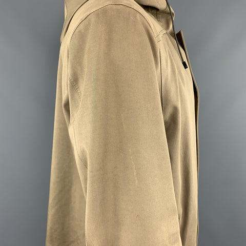LOUIS VUITTON  Size 46 Khaki Coated Cotton Hooded Damier Lined Parka Coat