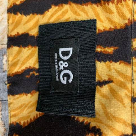 D&G by DOLCE & GABBANA Size 4 Tan Black Cotton Tiger Short Sleeve Shirt