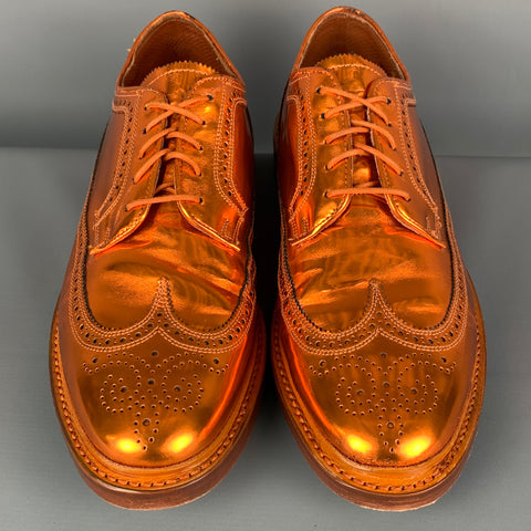FLORSHEIM for DUCKIE BROWN Size 11 Copper Metallic Leather Wingtip Lace Up Shoes