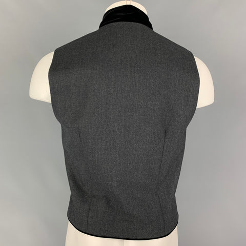 CASPAR SALDANHA Size M Gray Black Wool Double Breasted Vest
