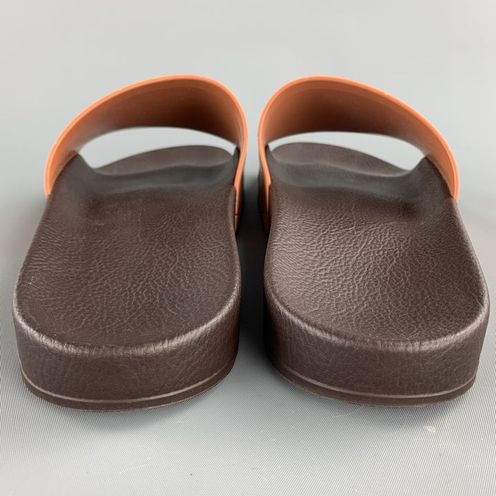 ADIDAS x RAF SIMONS Size 10 Tan Checkered Rubber Slide Sandals