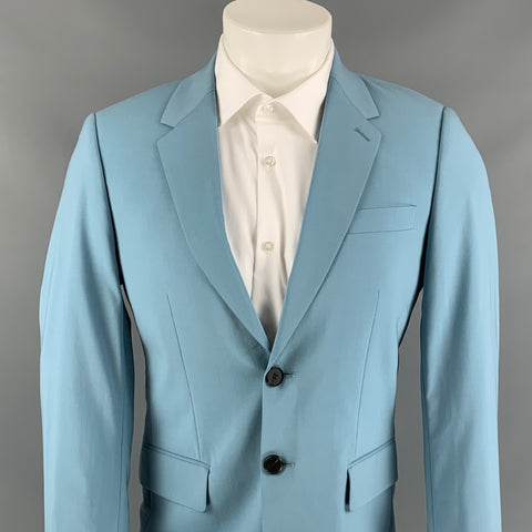 SANDRO Size 36 Light Blue Wool Notch Lapel Suit