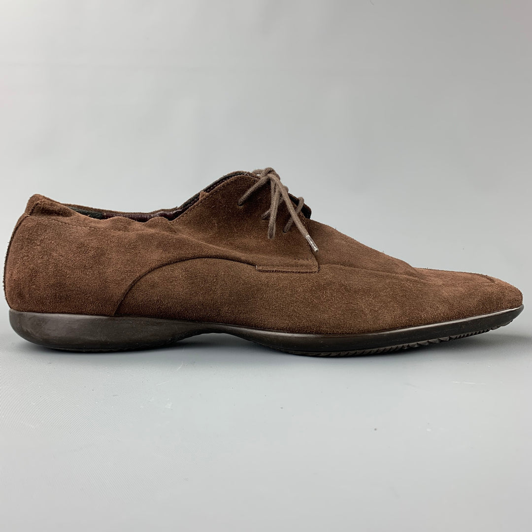 PAUL SMITH Size 10 Brown Suede Square Toe Lace Up Shoes