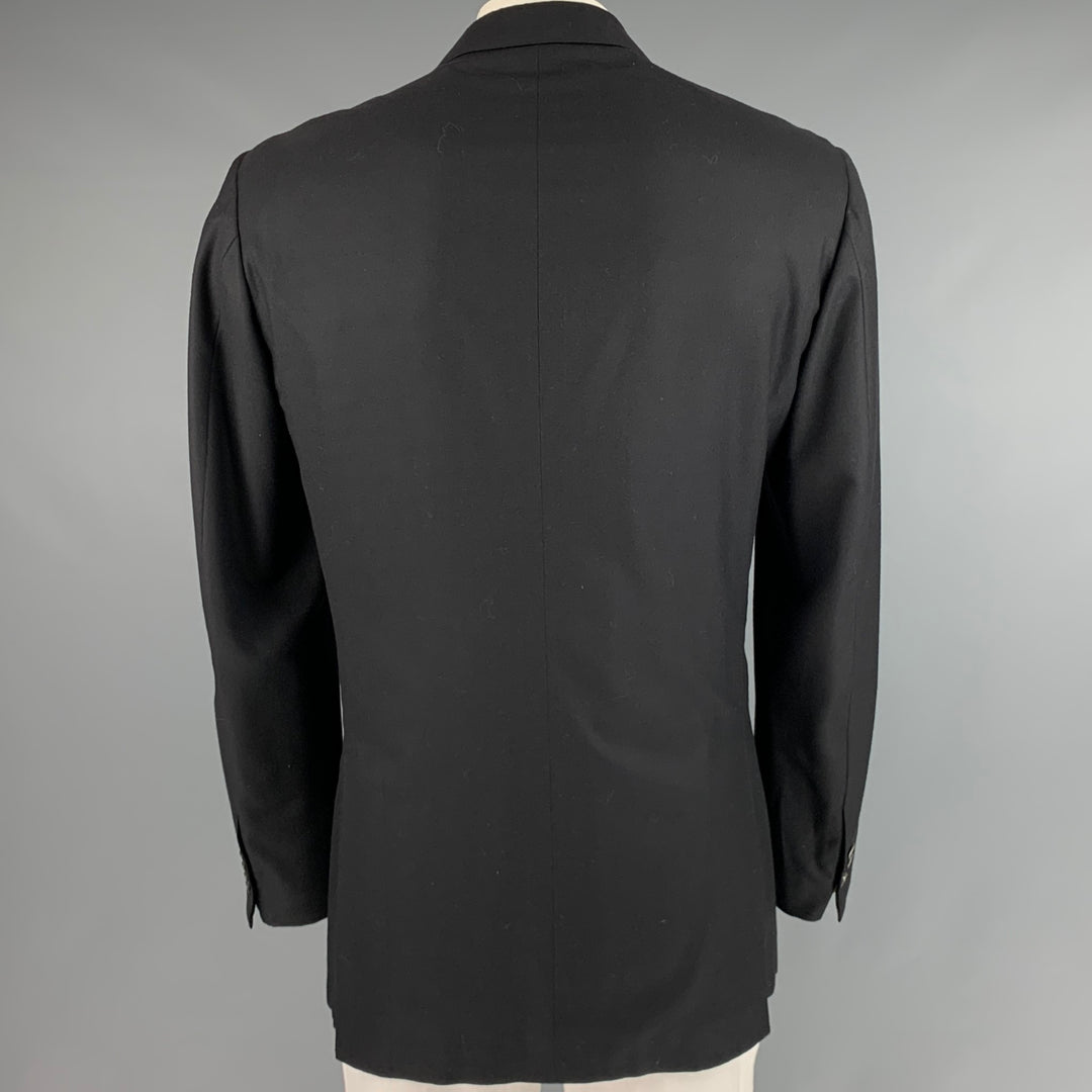 KITON Size 46 Black Wool Notch Lapel Sport Coat