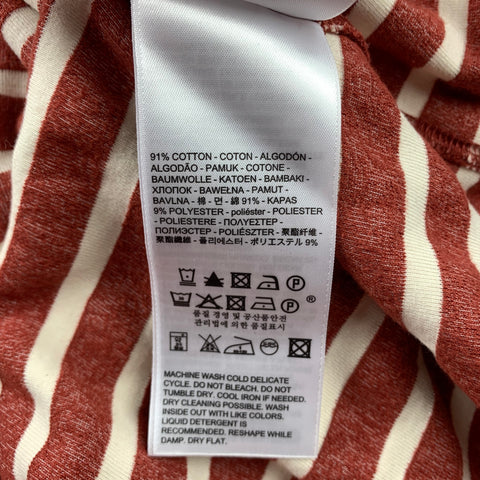 LEVI'S VINTAGE Size M Burgundy & White Stripe Cotton / Polyester Boat Neck T-shirt