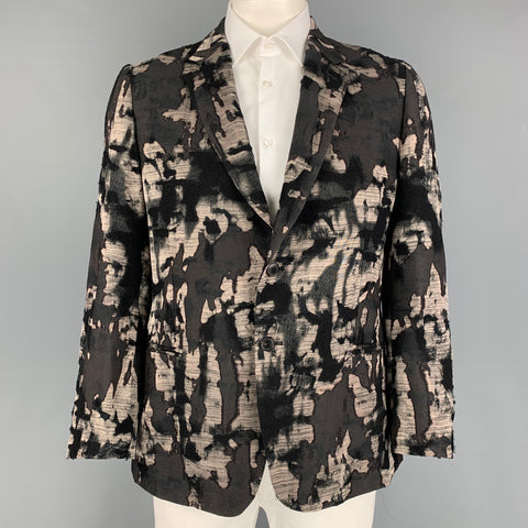 PAUL SMITH Size 44 Regular Black Grey Burn Out Wool Blend Sport Coat