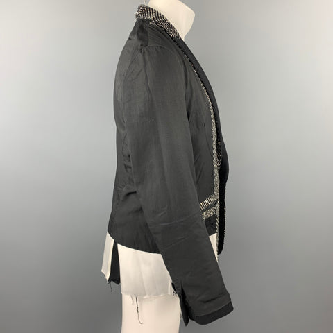 HAIDER ACKERMANN Size 40 Black Mixed Fabrics Peak Lapel Jacket