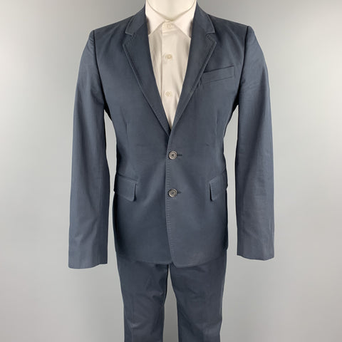 ANN DEMEULEMEESTER 38 Regular Navy Cotton Notch Lapel Suit