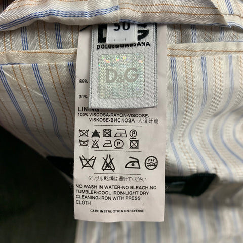 D&G by DOLCE & GABBANA Size 40 Grey Cotton Linen Notch Lapel 3 Piece Suit