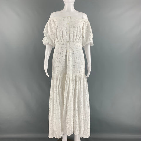 VERONICA BEARD Size 4 White Cotton Eyelet Short Sleeve Long Dress