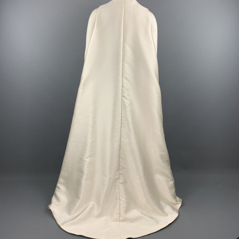 BIBHU MOHAPATRA Size 10 Black & White Silk Cape Train Back Sheath Gown