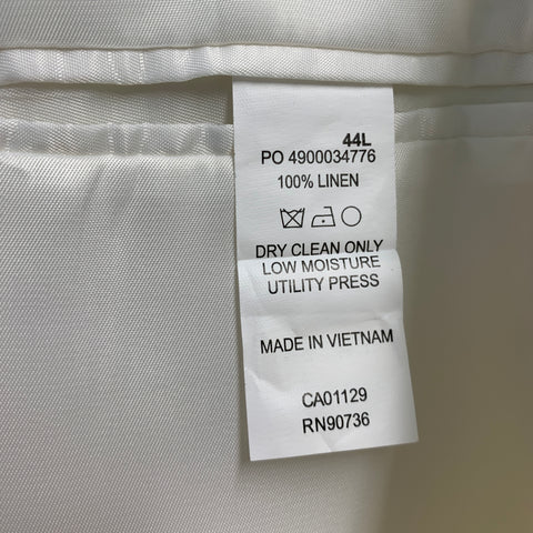 CALVIN KLEIN Size 44 Long Cream Linen Single breasted Suit