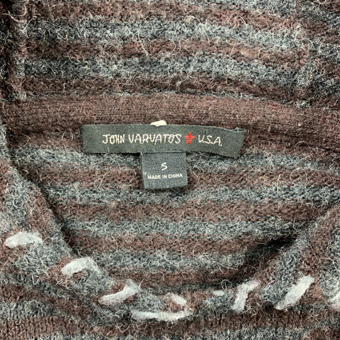 JOHN VARVATOS * U.S.A. Size S Navy & Brown Stripe Acrylic Blend Hooded Pullover