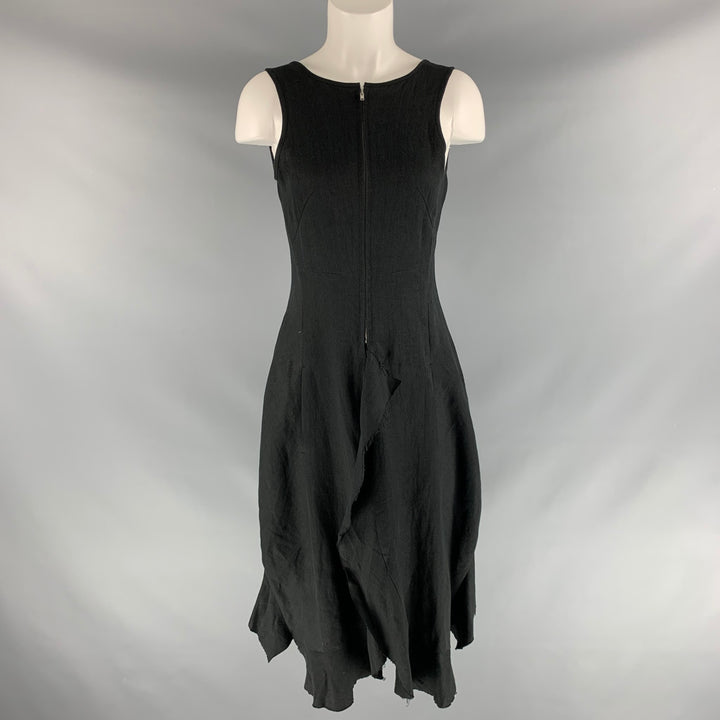 YOHJI YAMAMOTO Size S Black Linen Solid Dress