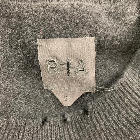 RtA Size S Black Grey White Cashmere Color Block Distressed Sweater