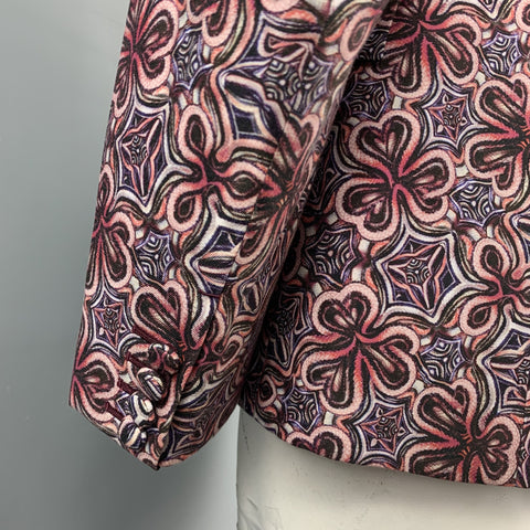 ROBERTO CAVALLI Size 48 Brick & Purple Print Cotton / Silk Sport Coat