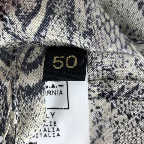 JUST CAVALLI Size 40 Cream & Blue Stripe Cotton Blend Peak Lapel Sport Coat