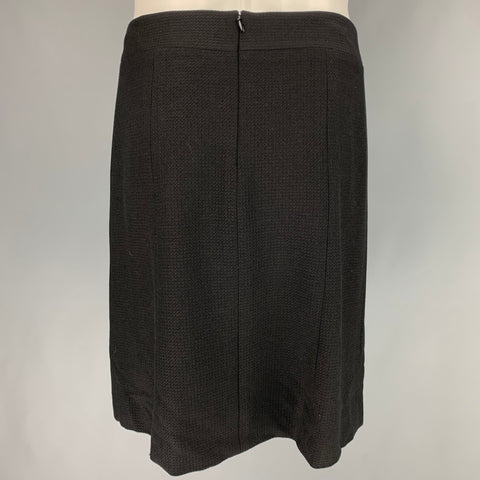 CHANEL Size 8 Black Wool Blend Textured Skirt