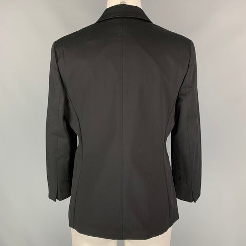 MAX MARA Size 12 Black Cotton Notch Lapel Jacket