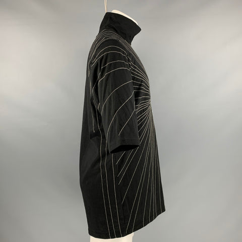 DRKSHDW Size M Black White Contrast Stitch Cotton Turtleneck Pullover