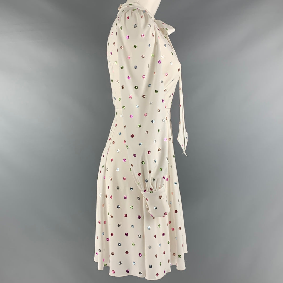 MARC JACOBS Size 2 White Multi Color Polyester Dots A Line Dress
