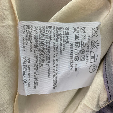 PRADA Size 4 Purple &  Cream Silk Floral Pleated Skirt